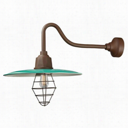 Anp Lighting Eu920-47-e33ue22-gup110-53 Euro Barn 1 Light Outdoor Alumnium Wall Sconce In Aqua Green/bronw