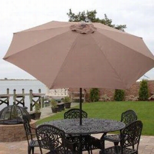 Bliss Hammocks Umb-01br 9' Aluminum Marke T Patio Umbrella With Tilt And Crank In Cocoa Brown