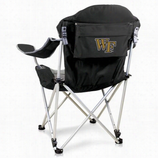 Picnic Time 803-00-15-614-0 Wake Forest Univrsity Digital Rpint Reclinig Camp Chair In Black