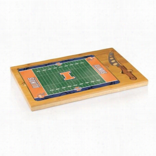 Picnic Time 910-00-505-214-0 Icon University Of Illinois Fighting Illini Digital Print Football Cutting Cheese Tray In Natural Wood