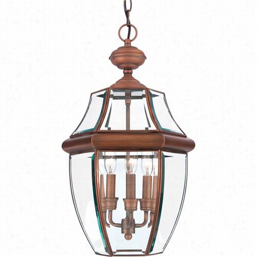 Quoizel Ny1179acc Newbury 3 Light Outdoor Pendant In Agedc Opper