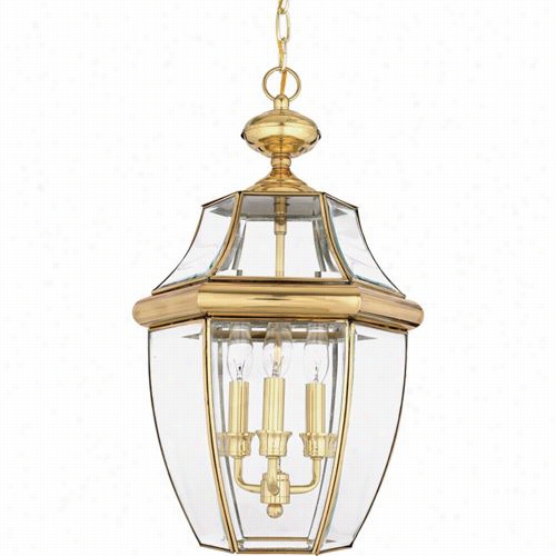 Quoizel Ny1179b Newbury  3 Light Outdoor Pendant In Polished Brass