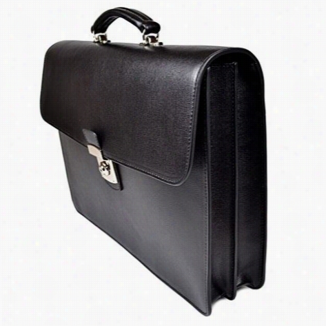 Royce Leather 762-black-2 Saffiano Leather Luxury Double Ugsset Briefcase With Suede Lining