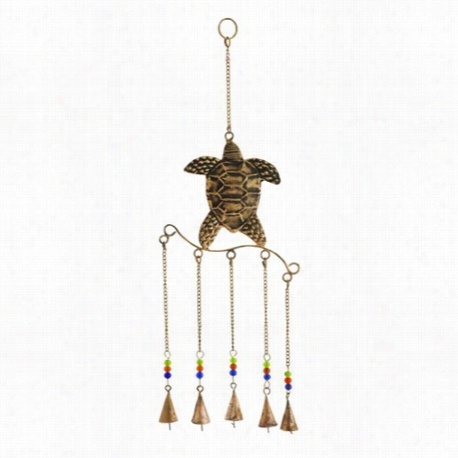 Woodland Imports 2682 Turtle Wind Chime In Copper With Exquisite Design