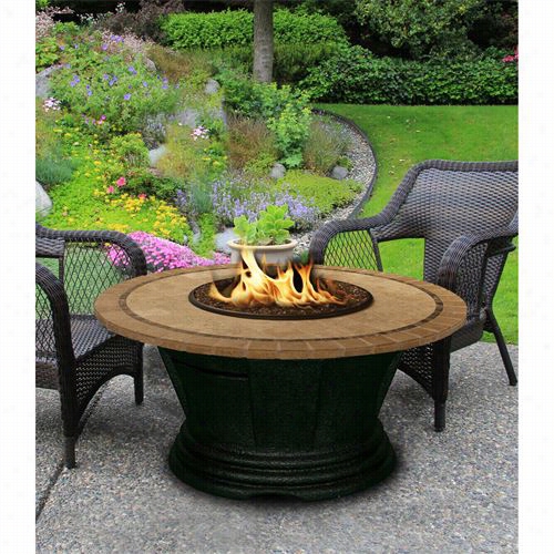 California Exterior 7010-bk-pg20-cap-48 San Simeon Wicked Base Chat Height Fire Pit With Black Reflective Glass Aand 48"" Capistrano Mosaic