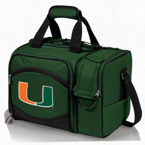 Picnic Time 508-23-123-324-0 Malibu University Of Miami Hurricanes Digital Print Tote In Hunter Green