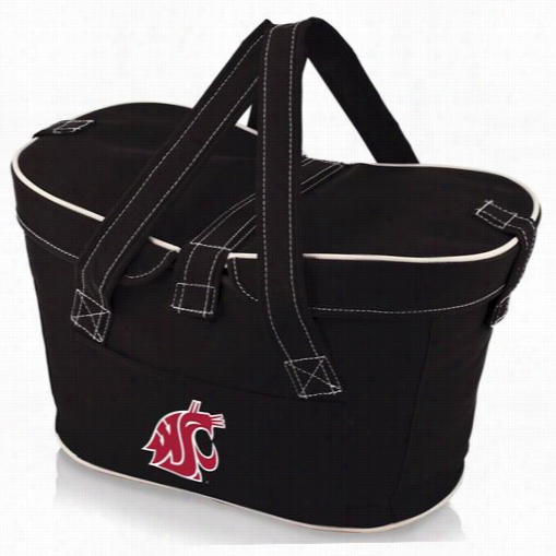 Picnic Time 599-0 0-179-634-0 Mercado Washiington  State Cougars Digital Print Basket In Blac