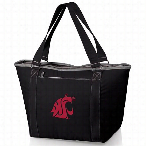 Picnic Time 619-00-175-632-0 Topanga Washington State Cougars Embroidered Cooler Tote In Black