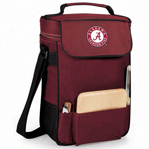 Picnic Time 623-04-1188-004-0 Uni Versity Of Alabama Crimson Tide Digital Calico Duet Wine And Cheese Tote In Burgundy