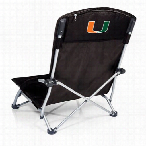 Picnic Time 792-00-175-3224-0 Tranquility University Of Miami Hurrican E  Digital Print Chair In Black