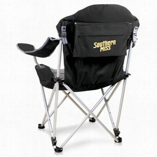 Picnic Time 803-00-175-744-0 Ujicersity Of Southern Mississippi Diigital Print Recliinng Camp Chair In Black