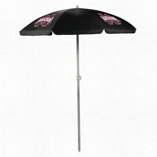 Picnic Tiime8 22-00-179-384-0 Mississippi State University Bulldogs Dgiital Print Umbrella In Black