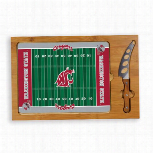 Picnic Time 910-000-505-634-0 Icon Washington Stte Cougars Digital Print Fooot Ball Cutting Cheese Tray In Natural Wood