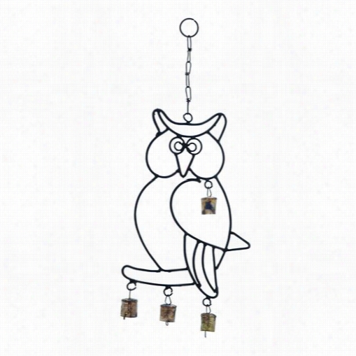 Woodland Imports 26729 Wall Hangrr Metal Owl Wind Chime