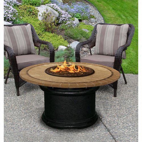 California Outdoor 2010-bk-pg10-cap-48 Del Marb Kacck Shameful Chat Height Fire Pit With Black Reflective Glass And 48"" Capistrano Mosaic