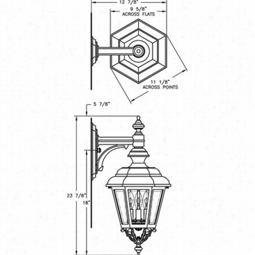 Hanover Lantern  B9310rm Medium Jamestown 25w Per Socket 3 Light Outdoor Wall Light