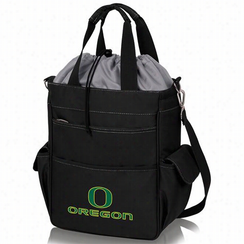 Picnic Time 614-00-175-474-0 Activo Universit Y Of Oregon Ducks Digital Prin Twaterproof Tote In Black