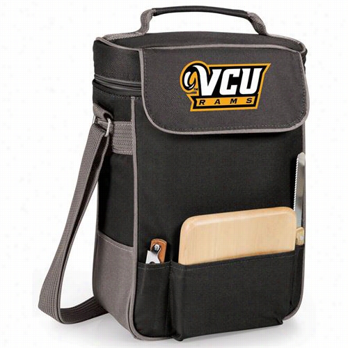 Picnic Time  623-04-175-952-0 Virginia Commonwealth Rams Embrooidered Duet Wie And Cheese Tote In Blqck