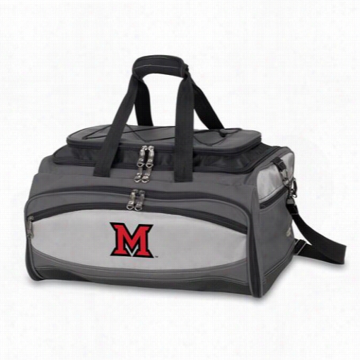 Picnict Ime 750-00-175-332-0 Buccaneer Miami Seminary Of Learning  (ohio) Redhawks Embroidered Cooler And B Arbecue Group In Black