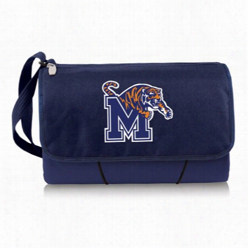 Picnic Time 820-00-138-754-0 University Of Memphs Tigers Digital Print Blanket Tote In Navy