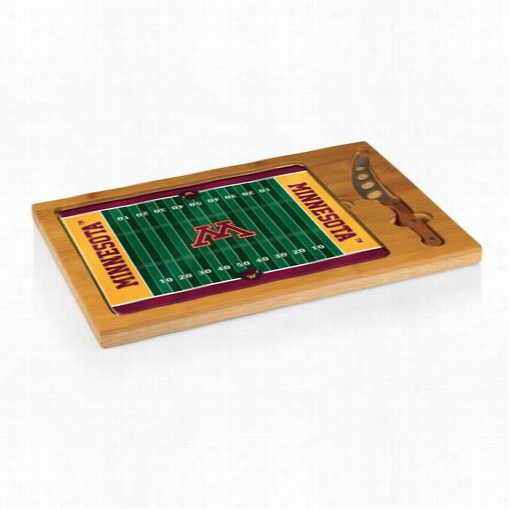 Picnic Time 910-00-505-3640- Icon Un1versity Of Minnesota Golden Gophers Digjtal Print Football Cutting Cheese Tray In Natural Forest