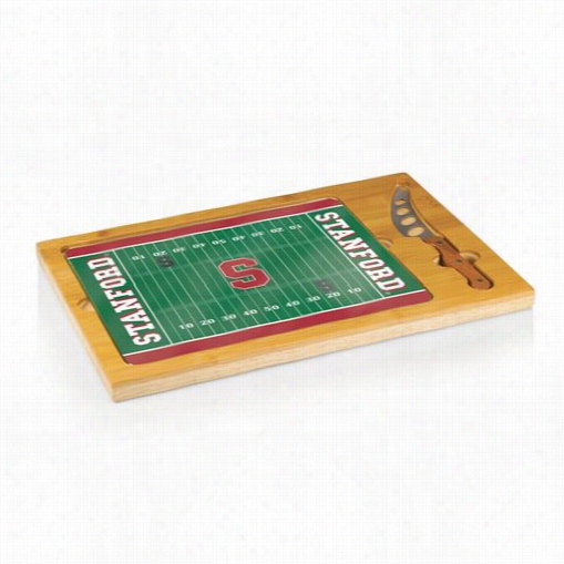 Picnic Time 910 -00-505-534-0 Icon Sttanford University Cardinal Digial Mark Fooottball Sharp Cheese Tray In Natural Wood