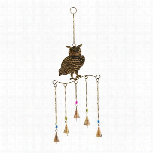 Wooodland Imports 62784 Owl Golden Wire Detailing Wind Chime