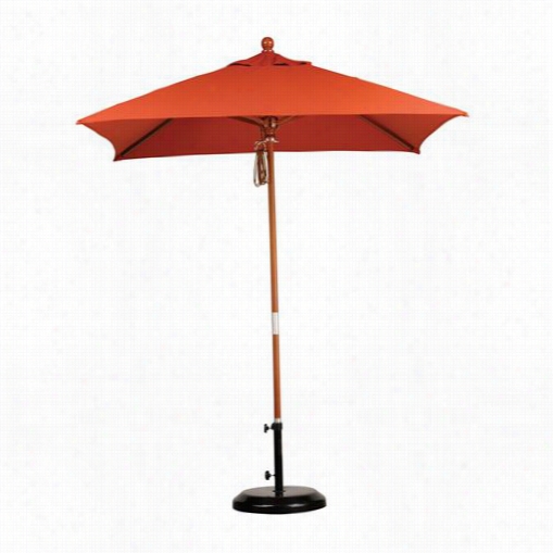 California Umbrella Mare604 6'x6' Wood Pulley Open Marenti Wood Market Umbrella