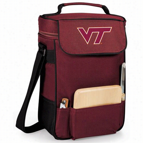 Picnic Time 623-04-118-602-0 Virginia Tech Hokies Embroidered Duet Wine And Cheese Tote In Burgundy