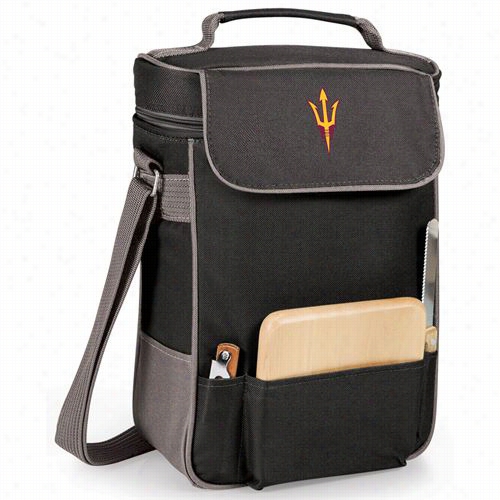 Picnic Time 623-04-175-022-0 Arizona State Sun Devils Embbroidered Duet Wiine And Chesee Tote In Black