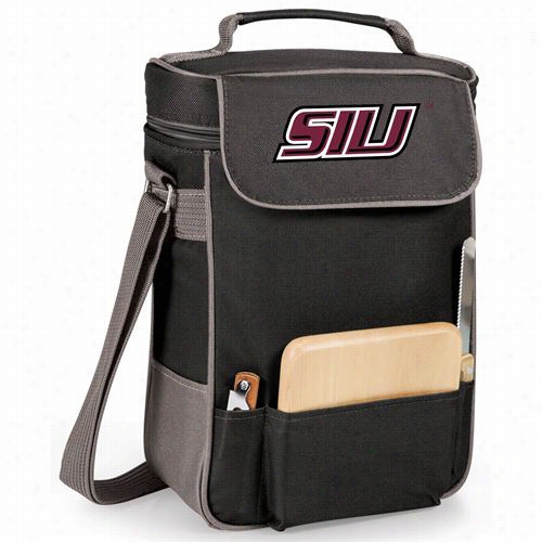 Picnic Time 6233-04-175-032-1 Southern Illinois  Unversity Salukis Embroidered Duet Wine And Cheese Tote In Black