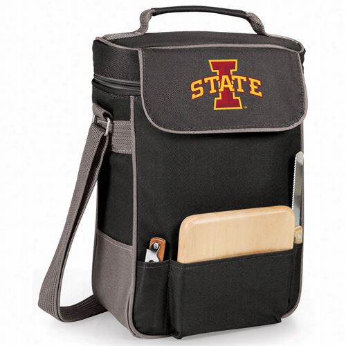 Picnic Time 623-04-175-234-0 Iowa State Cyclones Digital Print Duet Wine  And Cheese Tote In Black