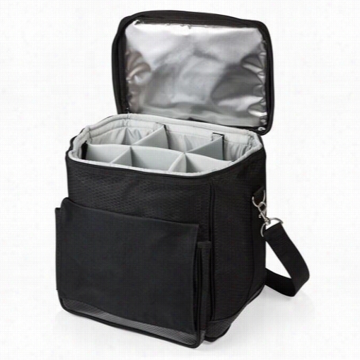 Picnic Time 660-00-179-000-00 Cellar Wine Tote And Cooler Im Black/silver