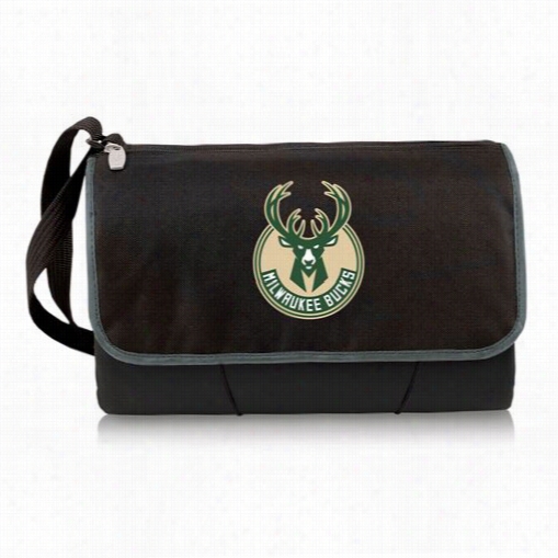 Picnic Time 820-00-175-163-4 Blanket Tote In Black With Milwaukee Buck Sdigital Pront