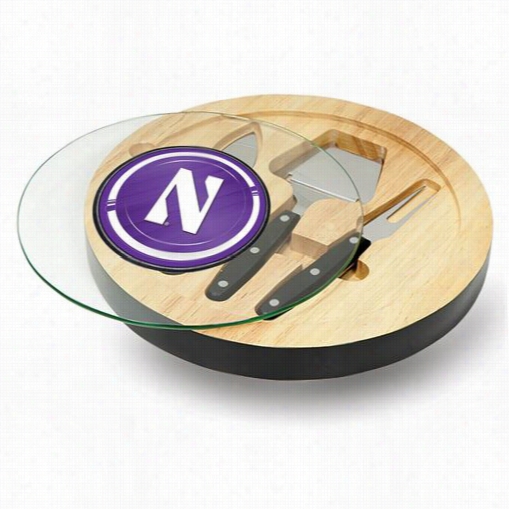 Picnic Time 829-00-179-434-0 Ventana Northwestern Wildcats Digital Print Cheese Board In Black