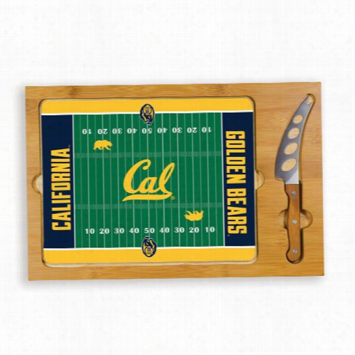 Picnic Time 910-00-505-074-0 Icon University Of California Brrkeley Golden Bears/cal Digital Print Footbapl Cutting Cheese Tray In Natural Wood