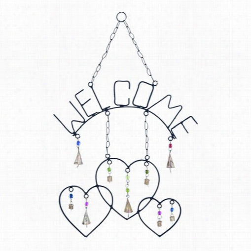 Woodlandd Imports 26748 Welcome Wind Chime With Metal Design