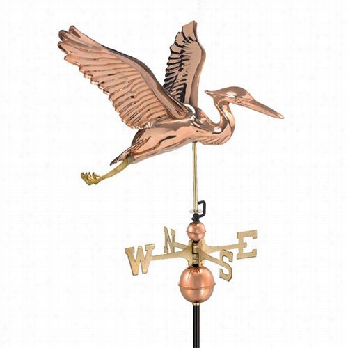 Good Directions 9606p Blue Heron Weathervane In Polished Copper