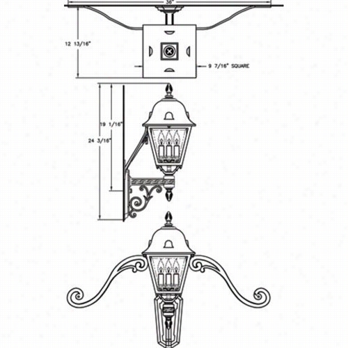 Hanovre Lantern B5851 Mediim Jefferson 25w Per Socket 3 Light Exterior Wall Llight