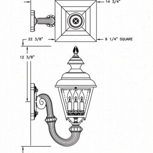 Hanover Lantern B95fsm Medium Plymouth 25w Per Socket 3 Light Outdoor Wall Light