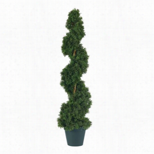 Naerly Natural 5161 Indoor/outdoor 3' Cedar Spira1 Silk Tree In Green