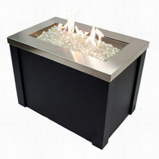 Out Door Greatroom Prov-1224-ss-k Providence Stainless Steel Crystal Fire Pit Table With Black Metal Base