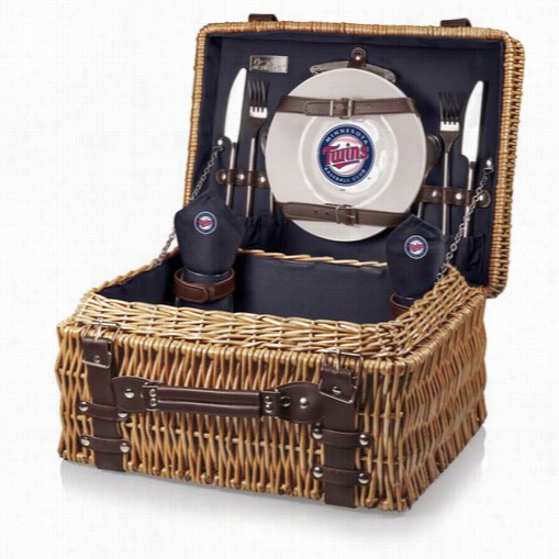 Picnic Time 208-40-138-174-33 Champioh Picnic Basekt In Navy/slate With Minnesota Twins Digital Rpint