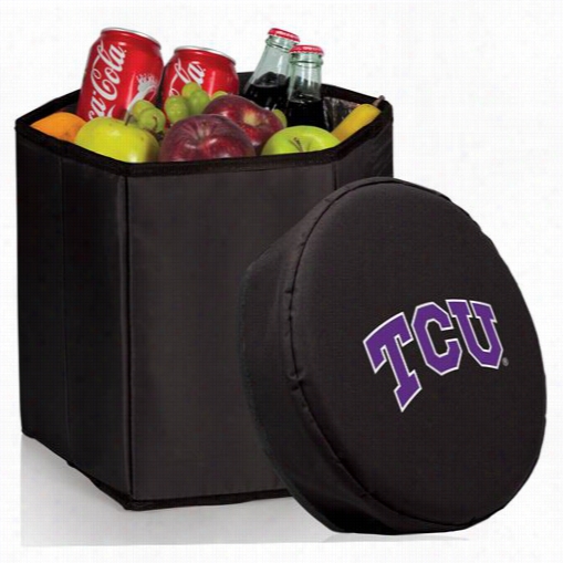 Picnic Time 596- 00-179-844-0 Texas Christia N University Horned Frogs Digital Print Bongo Ocoler Andd Seat In Black