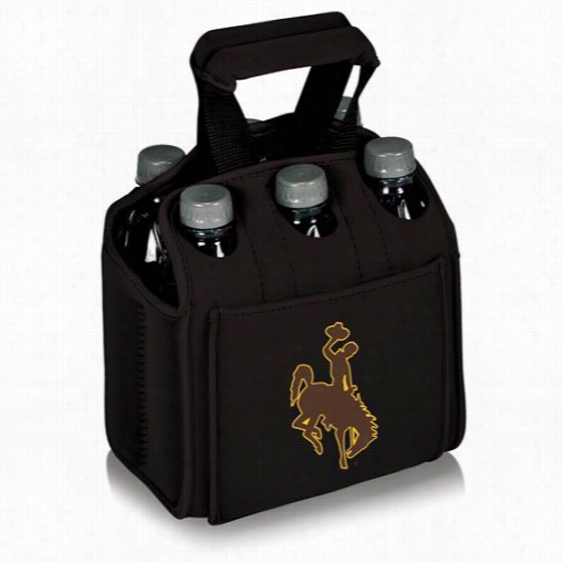 Picnic Time 68-00-179-694~0 U Of Wyoming Cowboys Digital Print Six Pack Cooler Carry In Black