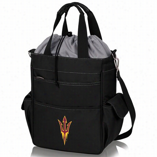 Picnic Time 614-00-17-5024-0 Activo  Arizona Tate Sun Devils Digiital Print Water Proof Tote In Black