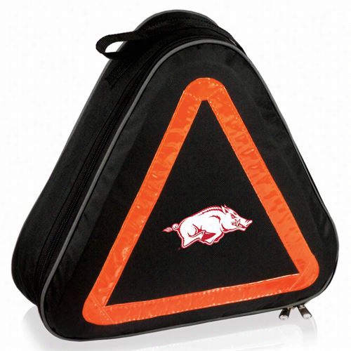 Picnic Time 699-00-179-034-0 University  Of Arkansas Razorbacks Digital Print Roadside Emergency Kit In Black