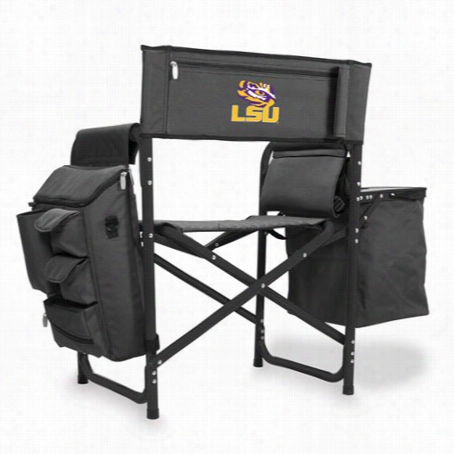 Picnic Time 807-00-679-294-0 Lpuisiana Satteu Niversity Tigers Digital Print Fusion Chair In Dark Grey/black