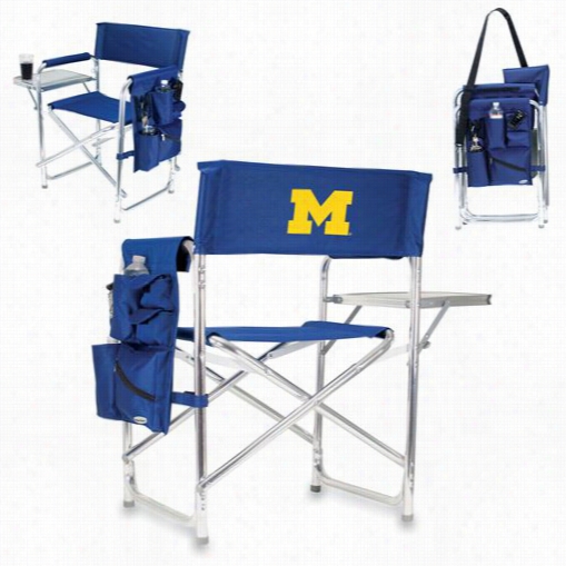 Picnic Time 809-00 -138-342-0 U Of Michigan Wolverines Embroiidered Sports Chair In Navy