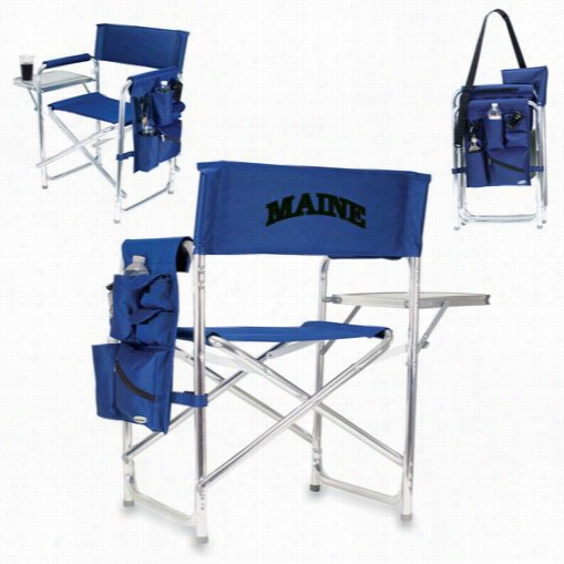 Picnic Time 809-00-138-802-0 U Of Maine Black Bears Embroidered Sports Chair In Navy